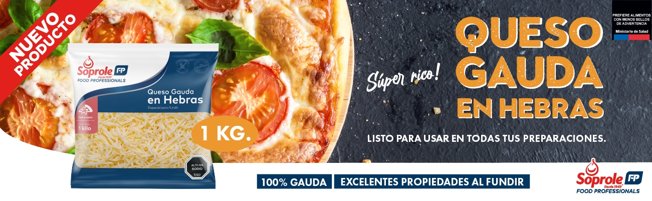 El mejor complemento para pizzas, empanadas y tacos: queso Gauda en Hebras de Soprole Food Professionals